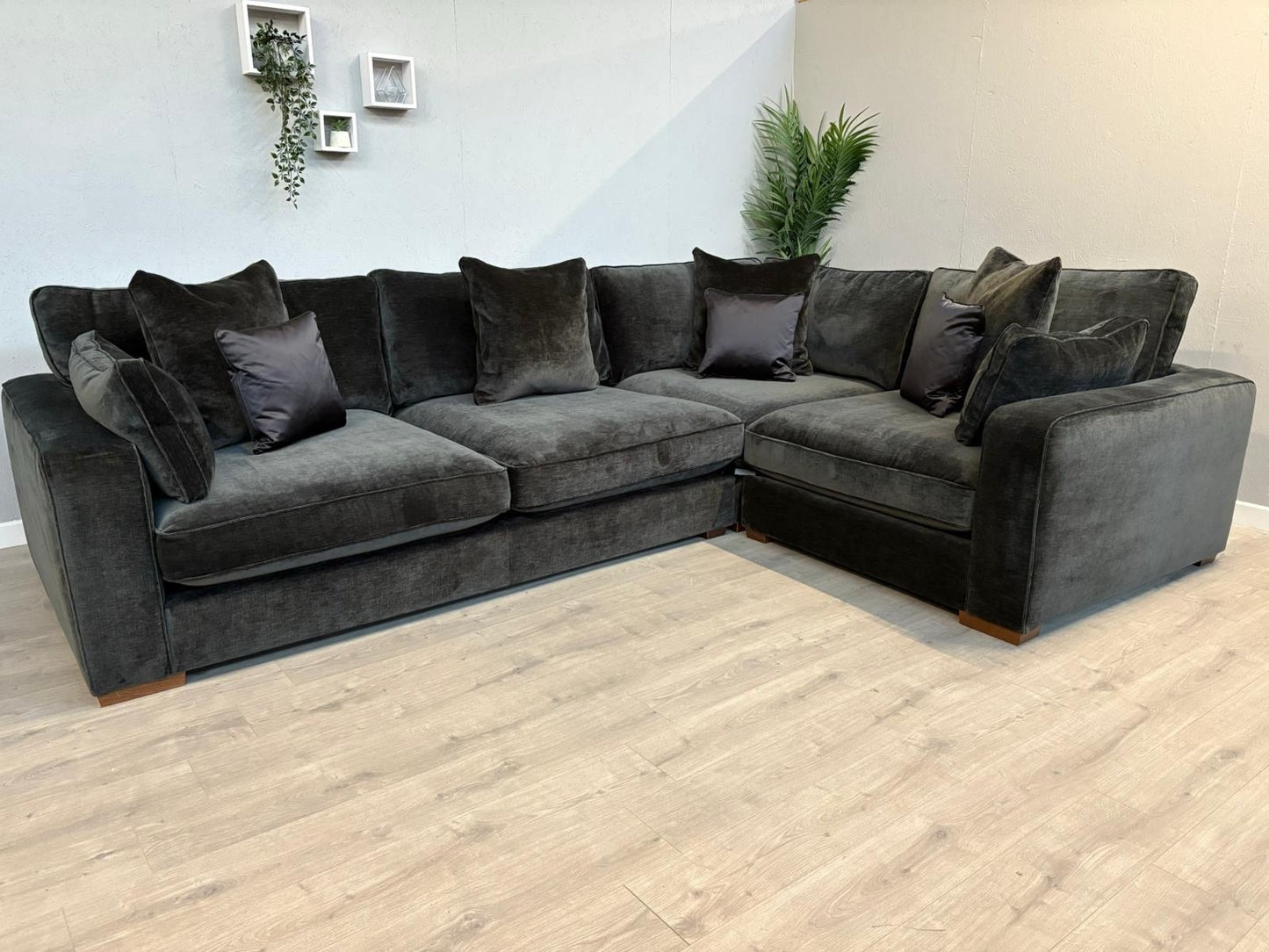 Sofology CAVALLI Fabric 3 Corner 1.5 Sofa + Footstool, Slate  - RRP £5,798