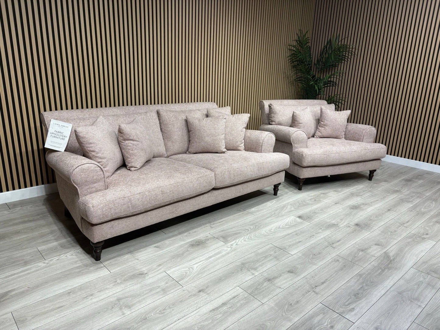 Laura Ashley LYNDEN Style Fabric 3 Seater Sofa + 1 Snuggle Chair - RRP £2895