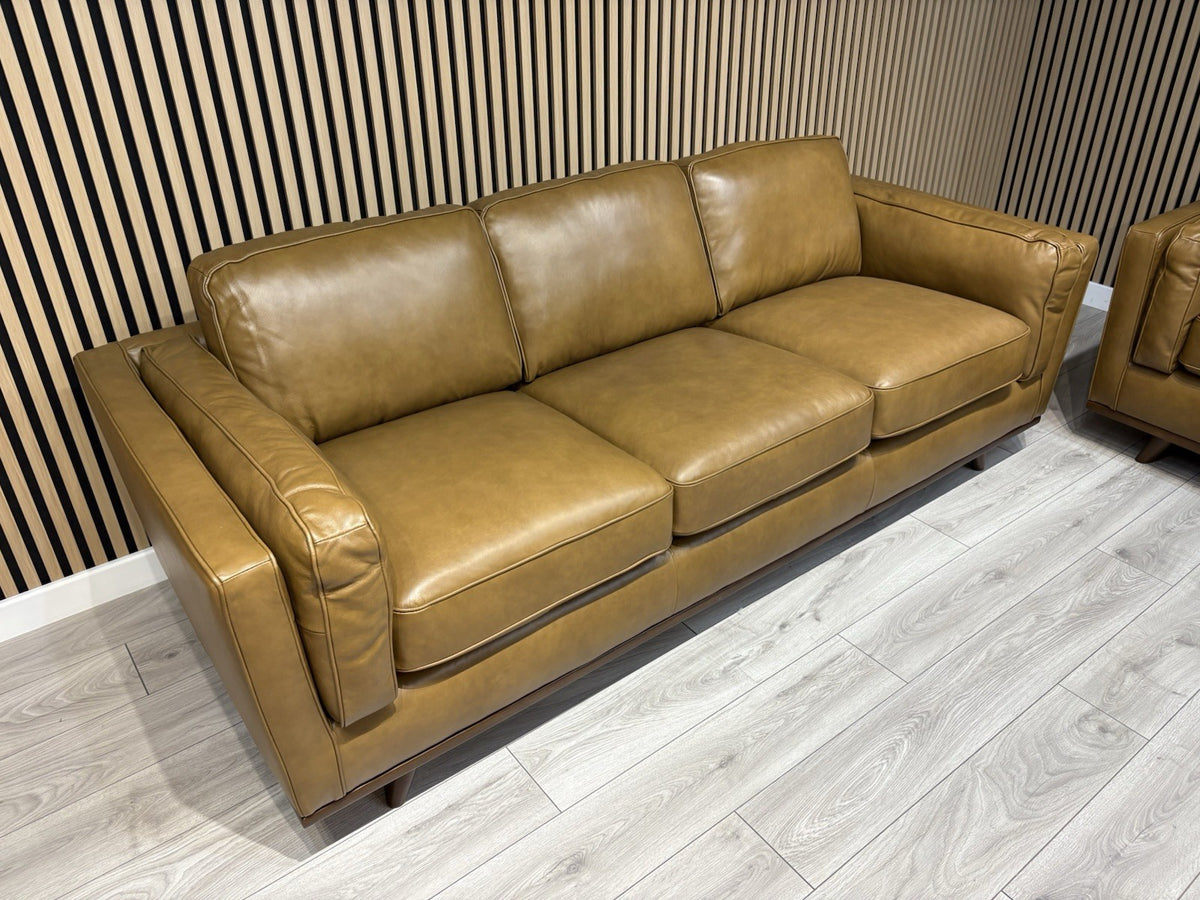 John Lewis Sample VALENCIA Leather 3 Seater Sofa, Caramel - RRP £2299