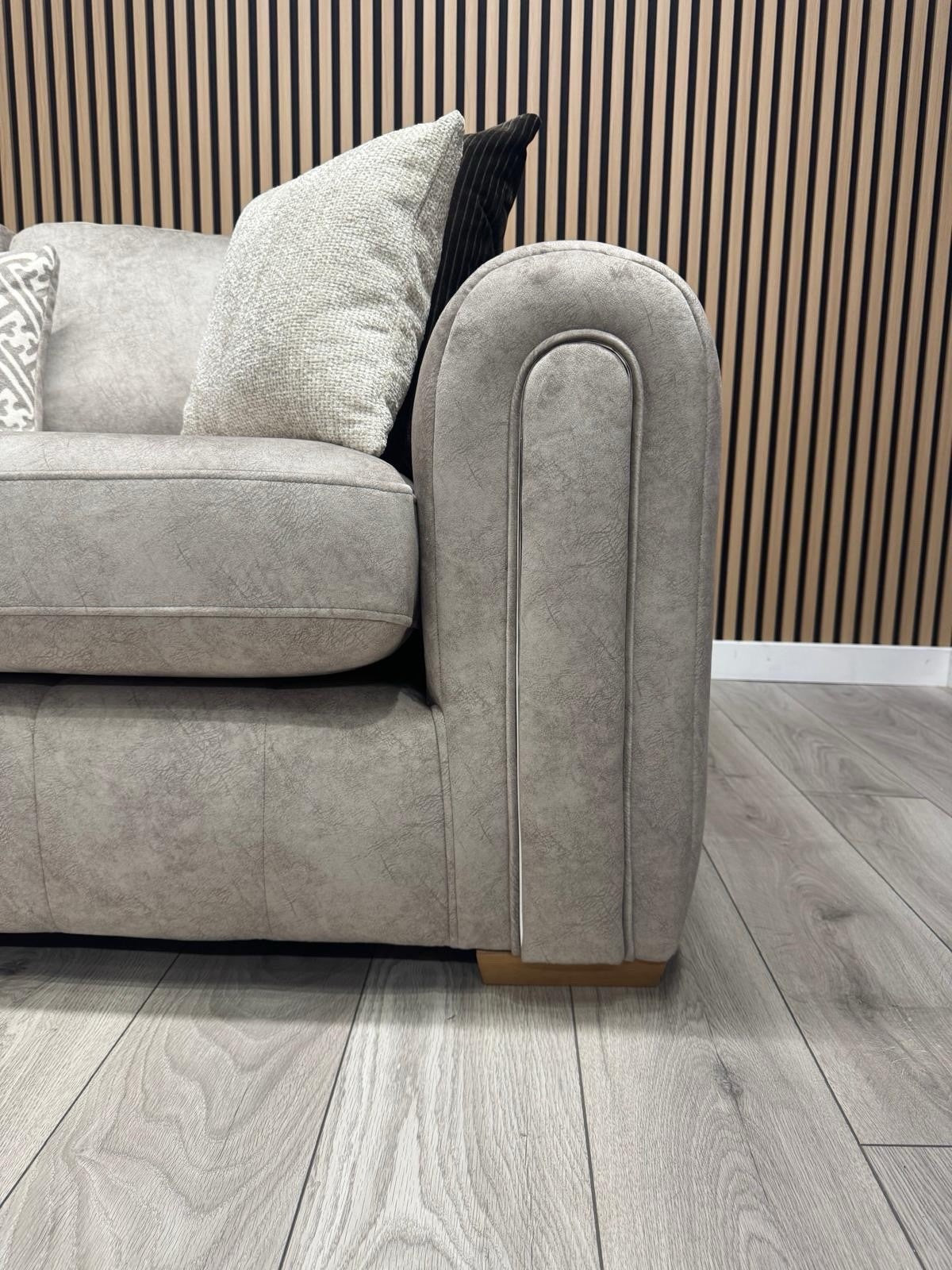 DEVINE Glamour Large Fabric 2 Corner 2 Sofa, Gemini Silver - RRP £2,895