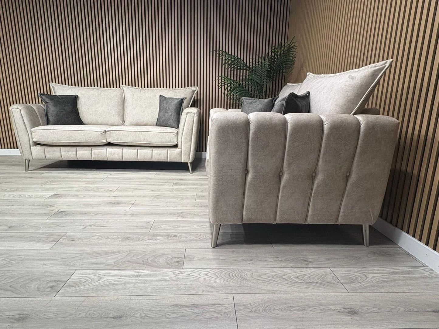DFS - Cherished Style 3 + 2 Seater Sofa Set, Formal Back, Oatmeal - RRP £2,598