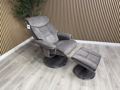 Relaxed Swivel Recliner Chair + Footstool RRP £899
