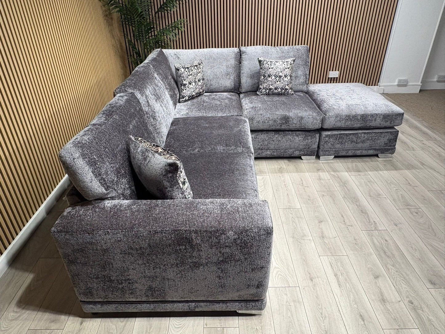 Deluxe Fabric Open End Chaise Corner Sofa + Footstool - RRP £2799