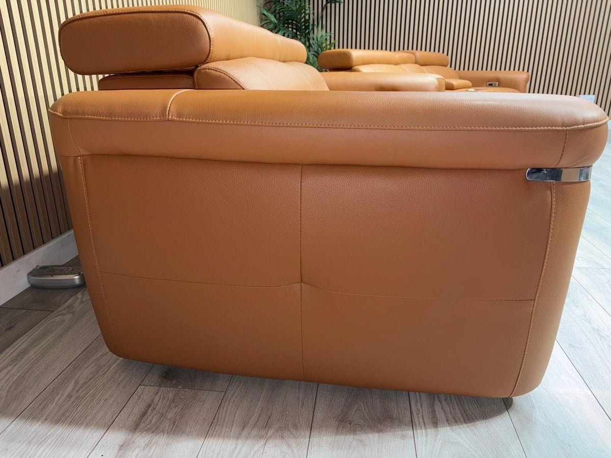 VENICE Leather 3 Seater + 2 Seater Console Power Recliner Sofa Set - RRP £4,598