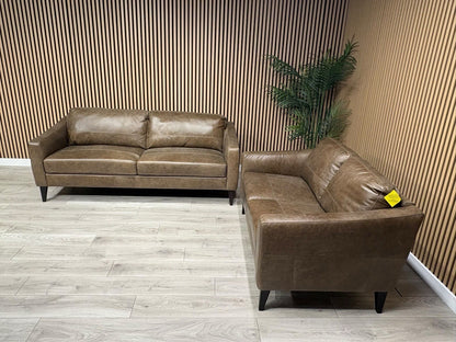 John Lewis BAILEY Style Leather 3 + 2 Seater Sofa Set, Chestnut - RRP £3978