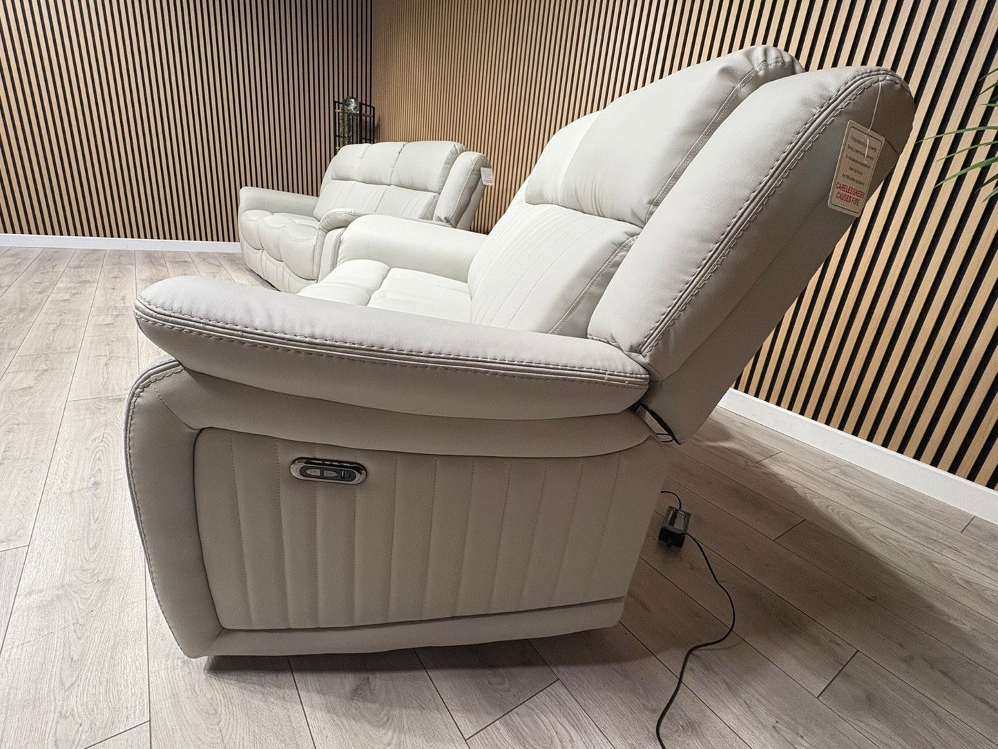 DOMINO 3 Seater + 2 Seater Leather Sofa Set, Power Recliners - RRP £2,995