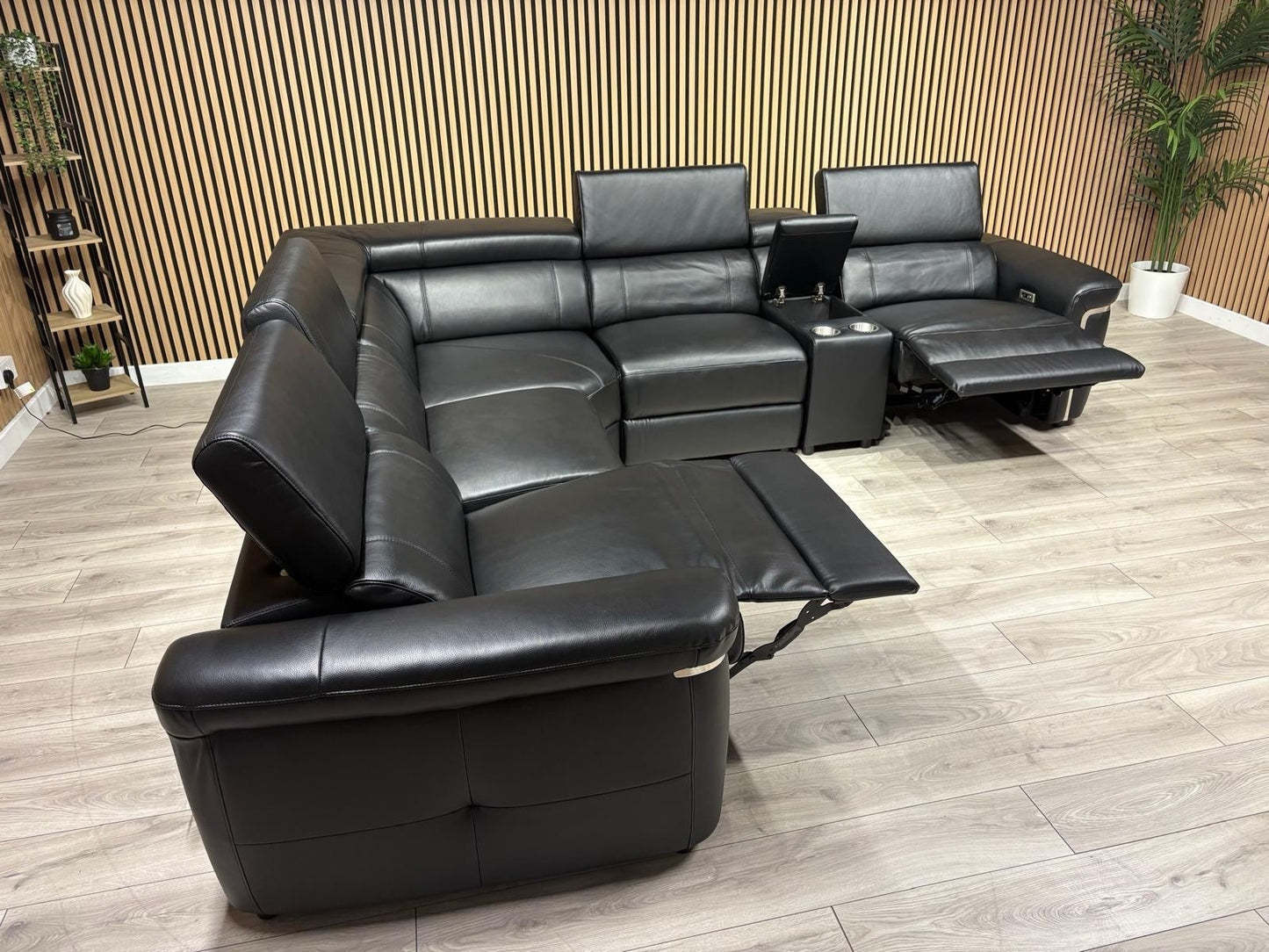 VENICE Leather 2 Corner 2 Power Recliner Sofa + Console - RRP £5,599