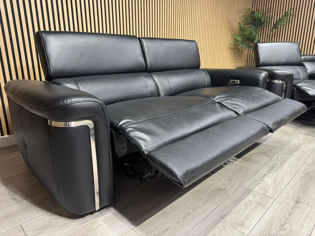VENICE Leather 3 Seater + 2 Seater Console Power Recliner Sofa Set - RRP £4,598