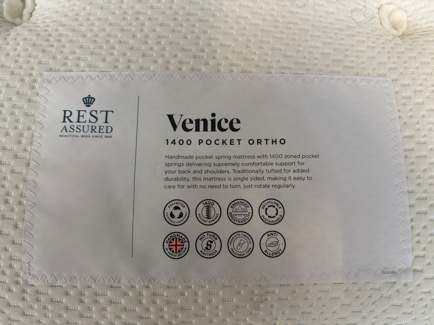 Rest Assured Venice 1400 Pocket Ortho Firm 4ft 6 Double Mattress - RRP £509