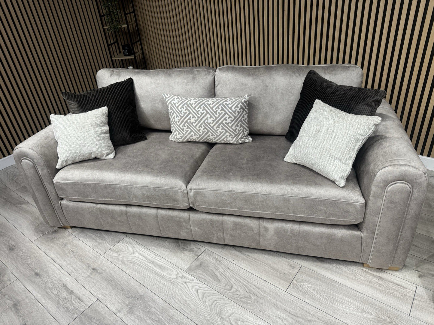 DEVINE Glamour Fabric 3 Seater + 2 Seater Sofa Set, Stone - RRP £2,598