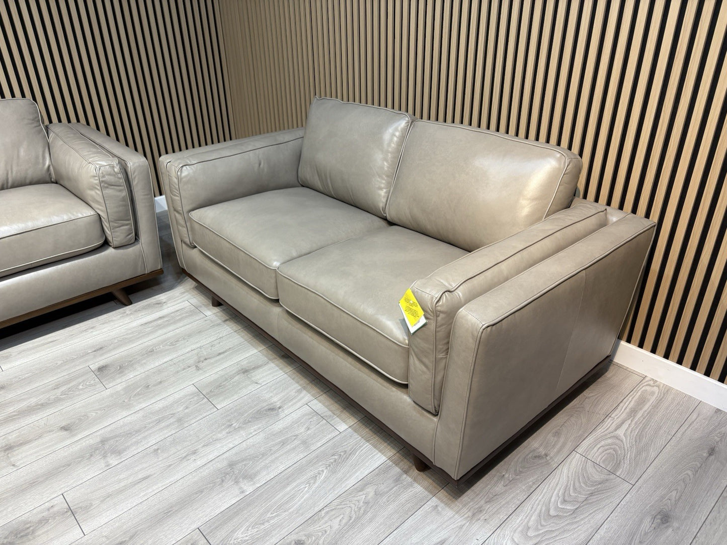 John Lewis Sample VALENCIA 2 Seater Leather Sofa, Greige - RRP £2099