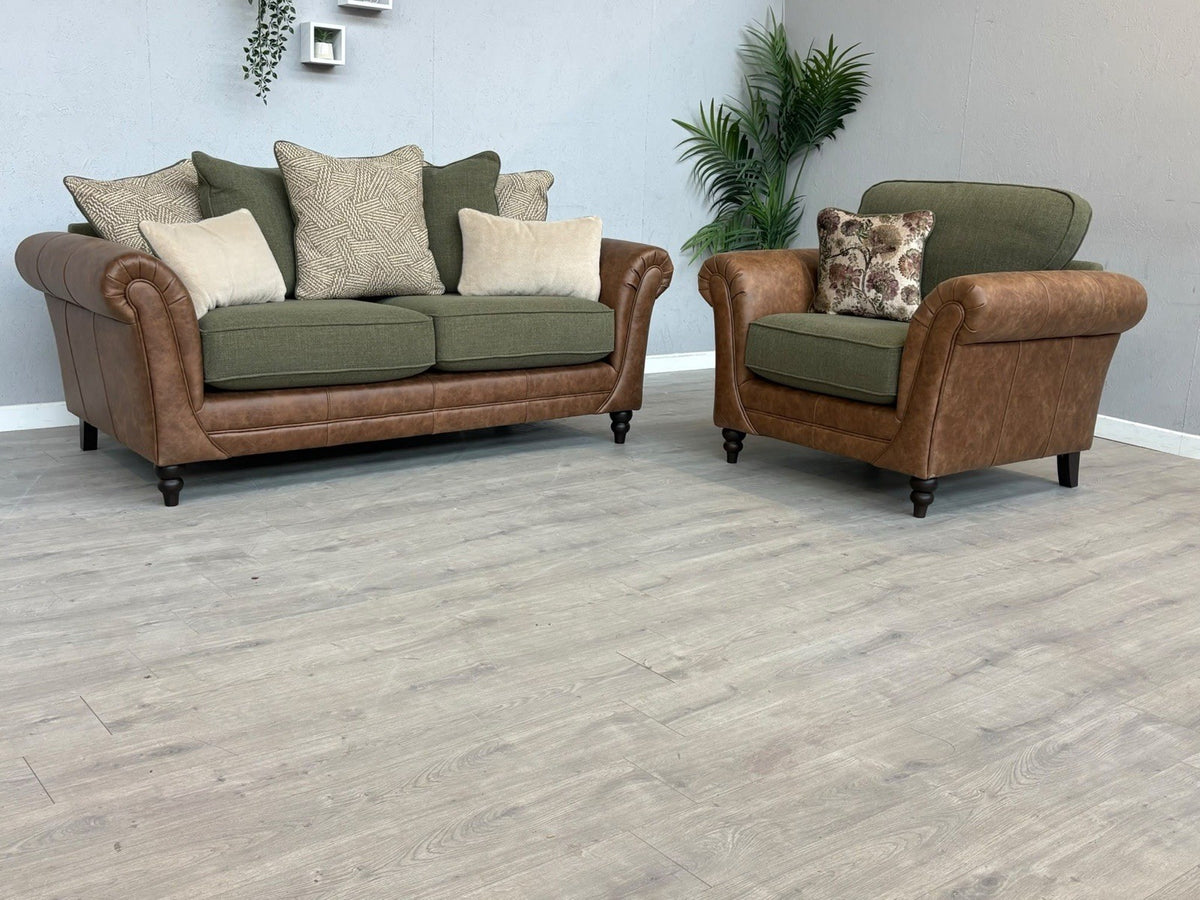 CHATSWORTH Farmhouse Style Fabric 3 Seater Sofa + Armchair Set RRP £3390