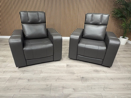 SCS Adstock x2 Leather Power Recliner Chairs with Power Head Tilt RRP £2258