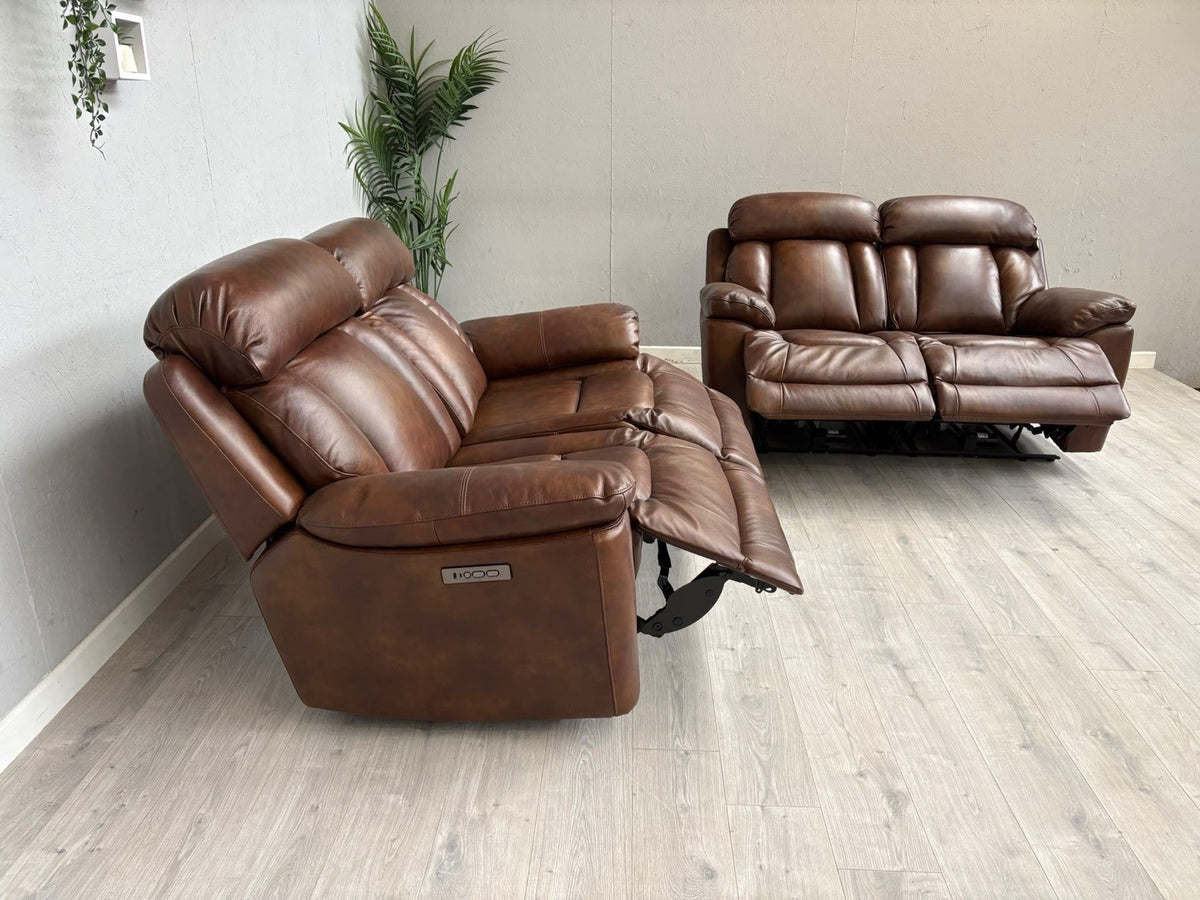 DFS Bravado Leather 2+2 Seater Power Recliner Sofa Set - RRP £3798