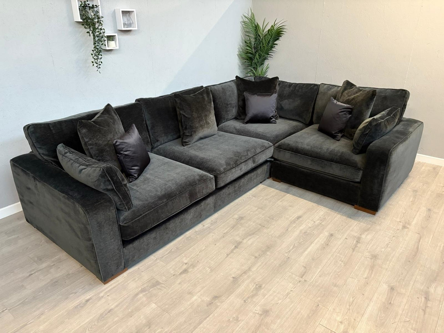 Sofology CAVALLI Fabric 3 Corner 1.5 Sofa + Footstool, Slate  - RRP £5,798