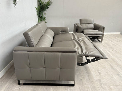 Furniture Village GISELLA Leather 3 Seater Sofa + Armchair Power Set - RRP £4390