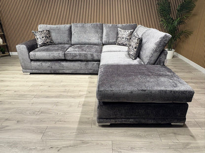 Deluxe Fabric Open End Chaise Corner Sofa + Footstool - RRP £2799