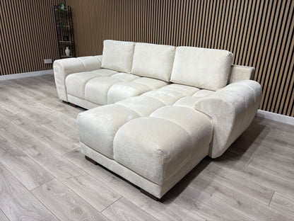 AZZURO Premium Fabric Corner Chaise Sofa Bed with Storage, Cream - RRP £1,799