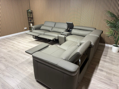 Sofology PLAZA style Leather 2c2 Power Recliner Sofa + Console - RRP £4699