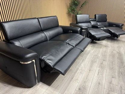 VENICE Leather 3 Seater + 2 Seater Console Power Recliner Sofa Set - RRP £4,598