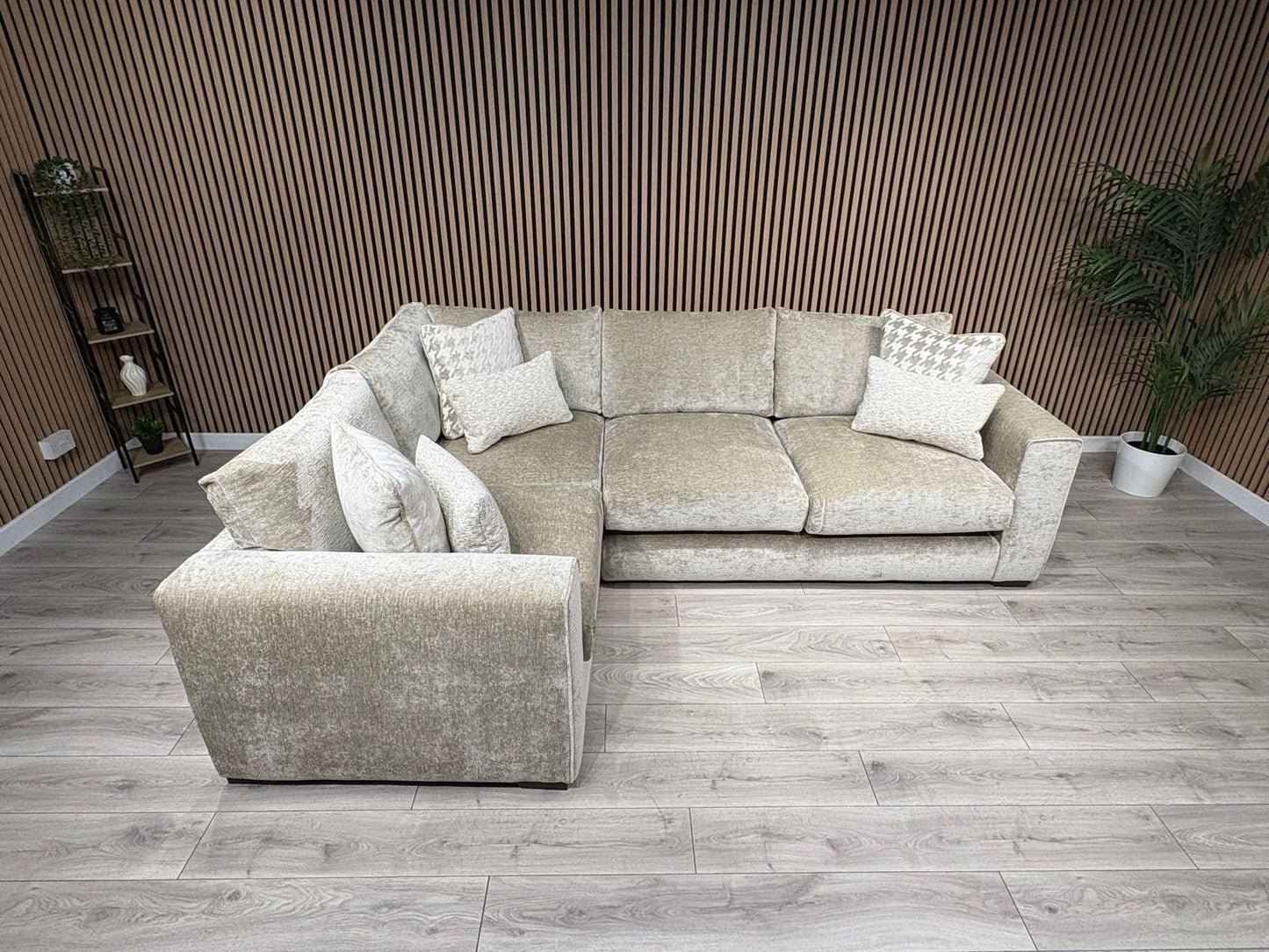 Ashley Manor ADISA Fabric LHF Corner Sofa Set, Pebble - RRP £2,999