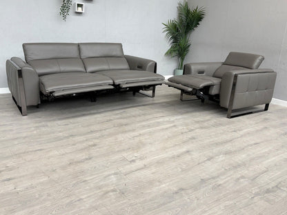 Furniture Village GISELLA Leather 3 Seater Sofa + Armchair Power Set - RRP £4390