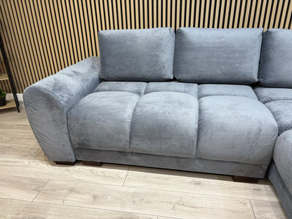 AZZURO Premium Fabric RHF Corner Chaise Sofa Bed with Storage, Grey - RRP £1,799