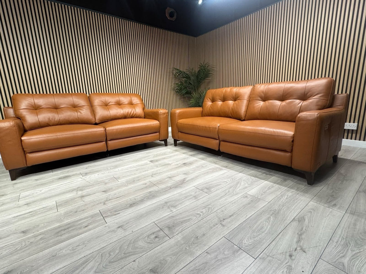 ScS Poltronesofa RUFFIO Leather 2 x 3 Seater Power Recliner Sofa Set - RRP £4498