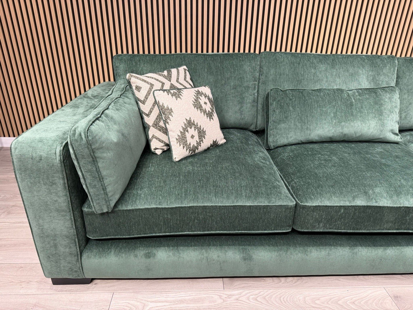 Sofology CAVALLI Style Fabric Open Chaise RHF Corner Sofa + Footstool - RRP £5398