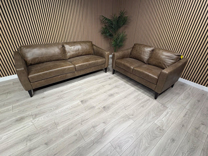 John Lewis BAILEY Style Leather 3 + 2 Seater Sofa Set, Chestnut - RRP £3978