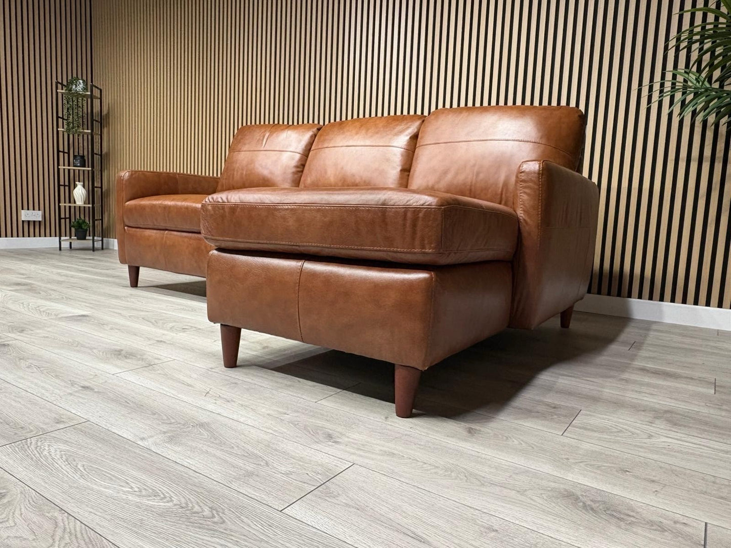 John Lewis BAILEY Style RHF Leather 3 Seater Chaise End Sofa, Tan - RRP £3,449