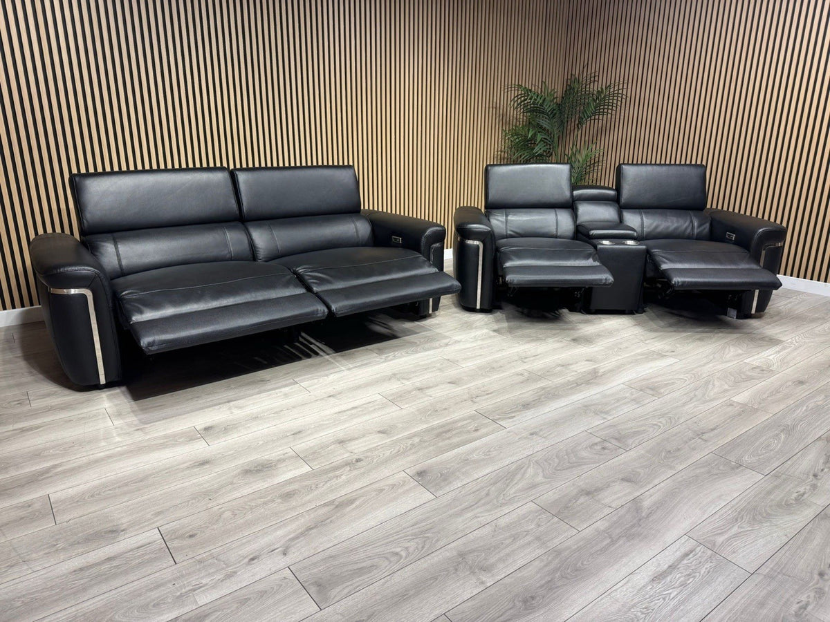 VENICE Leather 3 Seater + 2 Seater Console Power Recliner Sofa Set - RRP £4,598