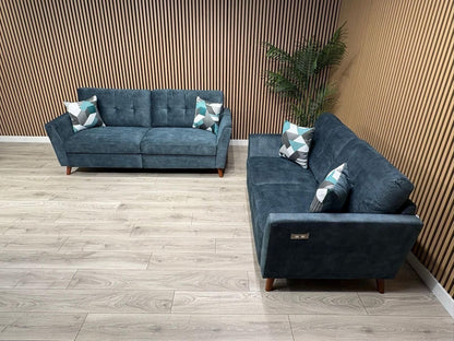 DFS - Studio Style 3 Seater + 2 Seater Power Sofa Set, Ocean Blue - RRP £2,978