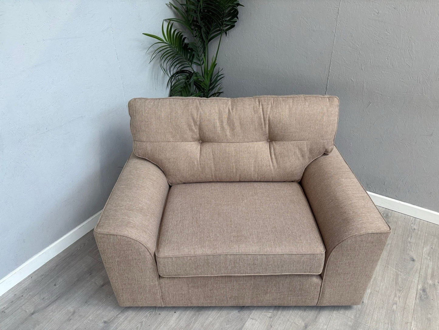 NEXT - Stamford Fabric Button Back Snuggler Armchair, Mid Natural - RRP £899