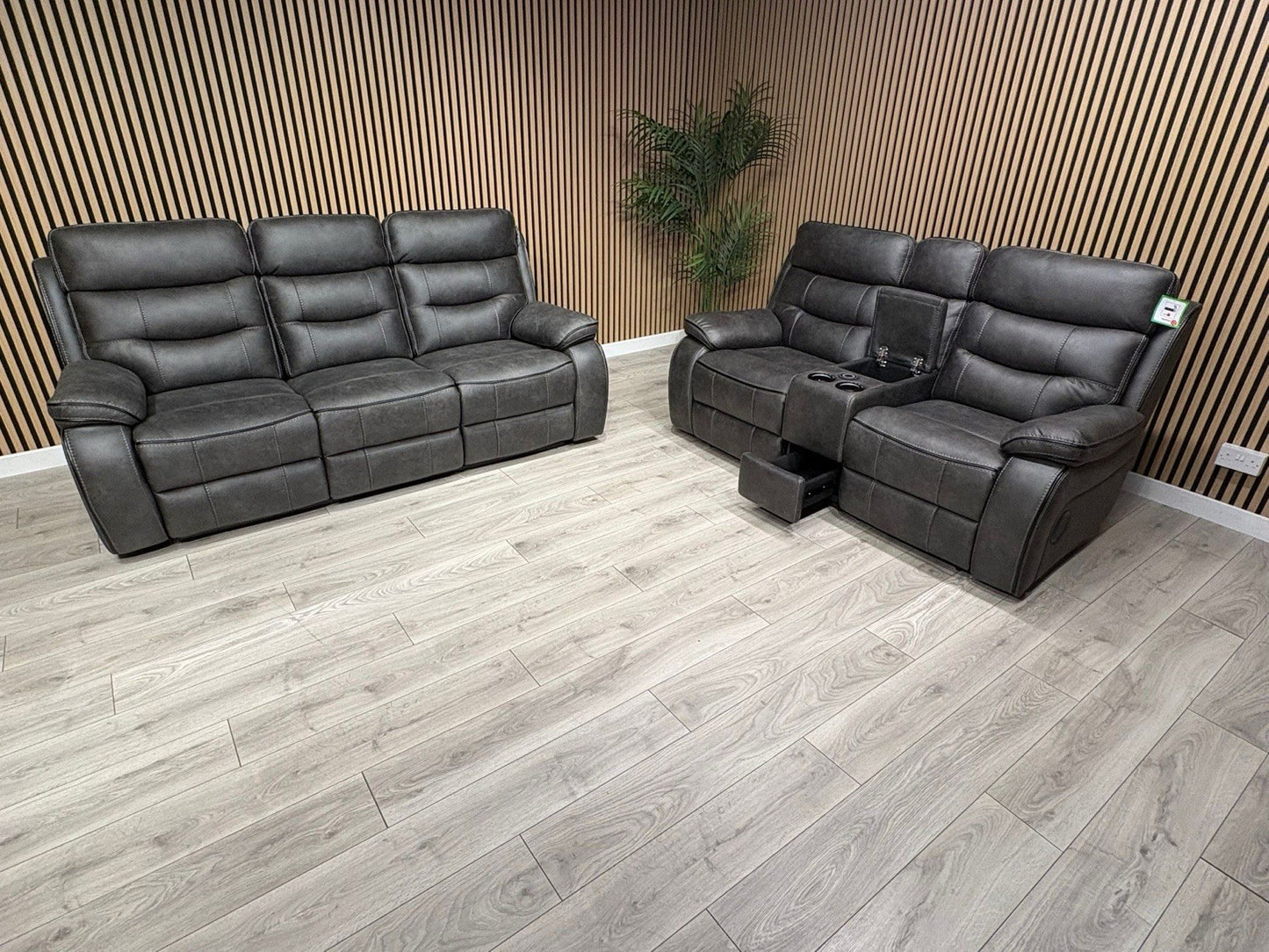 DFS Vinson Fabric 3+2 Seater Power Recliner Sofa Set + Console  - RRP £3899