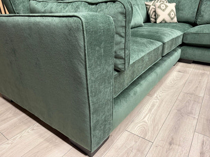Sofology CAVALLI Style Fabric Open Chaise RHF Corner Sofa + Footstool - RRP £5398