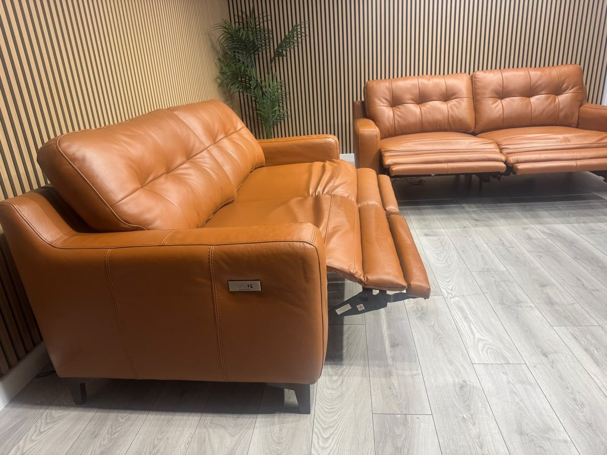 ScS Poltronesofa RUFFIO Leather 2 x 3 Seater Power Recliner Sofa Set - RRP £4498