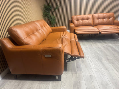 ScS Poltronesofa RUFFIO Leather 2 x 3 Seater Power Recliner Sofa Set - RRP £4498