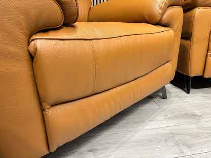 Furniture Village PANACHE Style Leather 3 Seater Sofa + 2 x Armchairs, Power