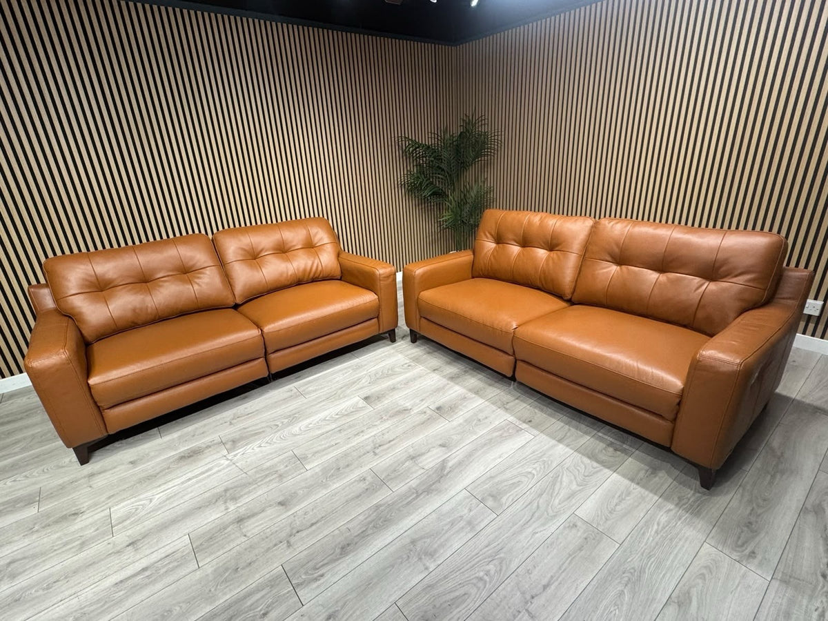 ScS Poltronesofa RUFFIO Leather 2 x 3 Seater Power Recliner Sofa Set - RRP £4498