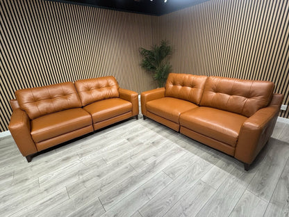 ScS Poltronesofa RUFFIO Leather 2 x 3 Seater Power Recliner Sofa Set - RRP £4498