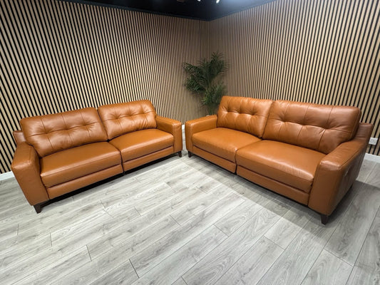 ScS Poltronesofa RUFFIO Leather 2 x 3 Seater Power Recliner Sofa Set - RRP £4498