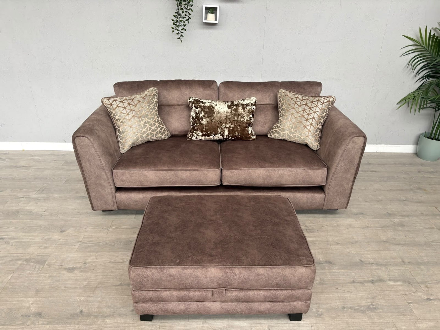 F.V MARIAH 3 Seater Fabric Classic Back Sofa + Storage Footstool - RRP £2590