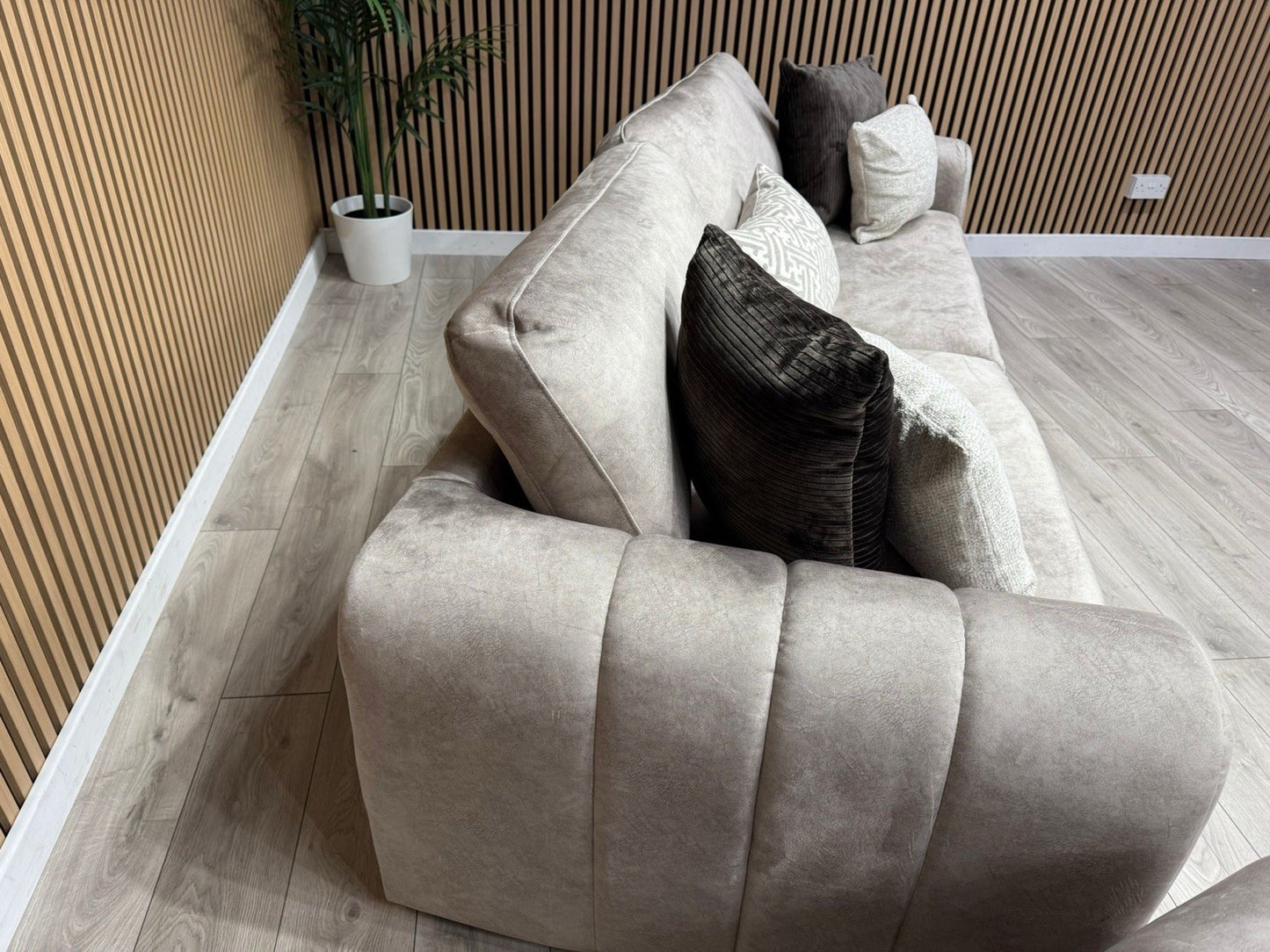 DEVINE Glamour Large Fabric 4 Seater Sofa + Love Chair Armchair - RRP £2,598