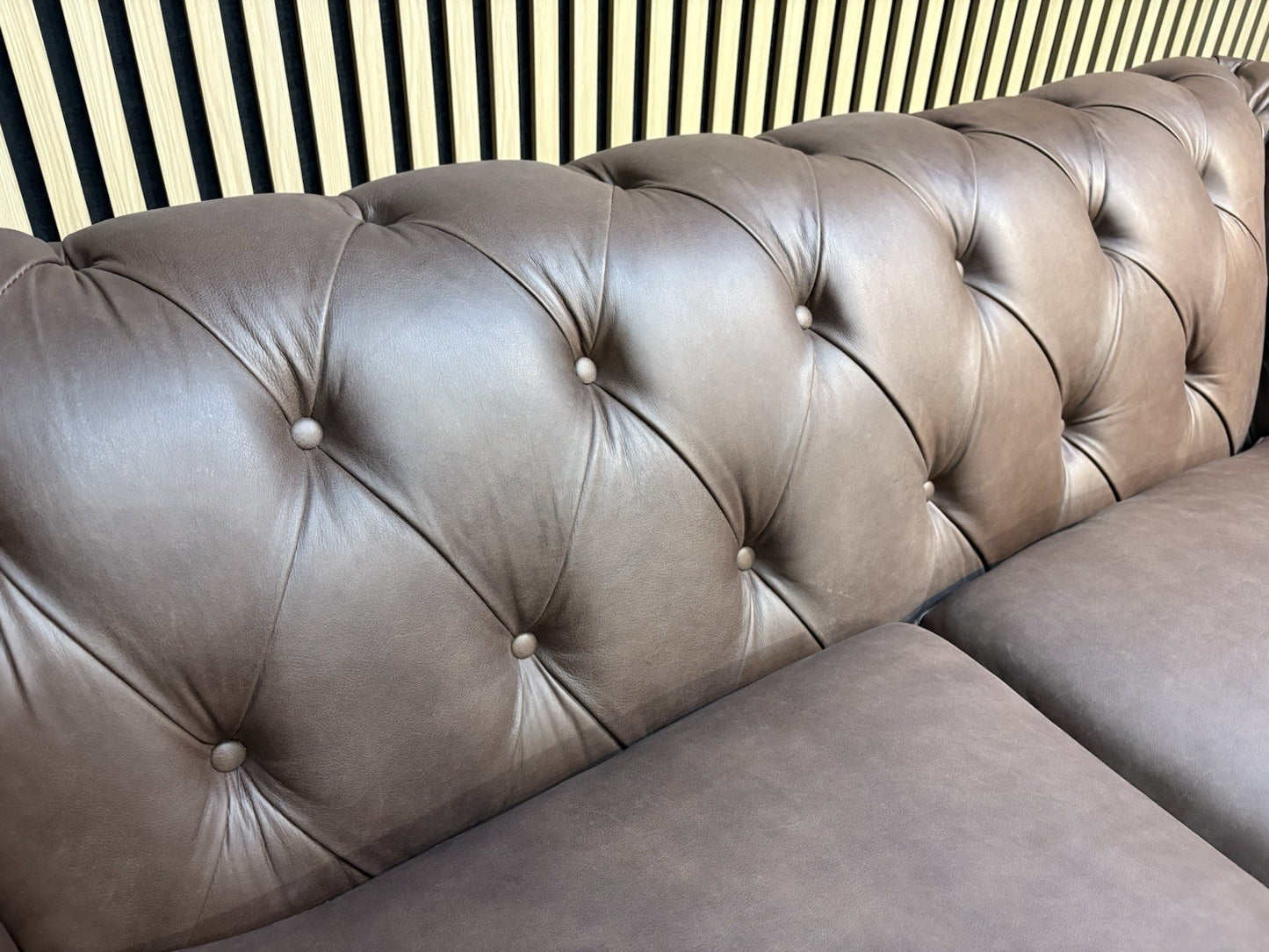 Next GOSFORD Leather Chesterfield Large 3 Seater + 2 Seater Sofa Set - RRP £5490