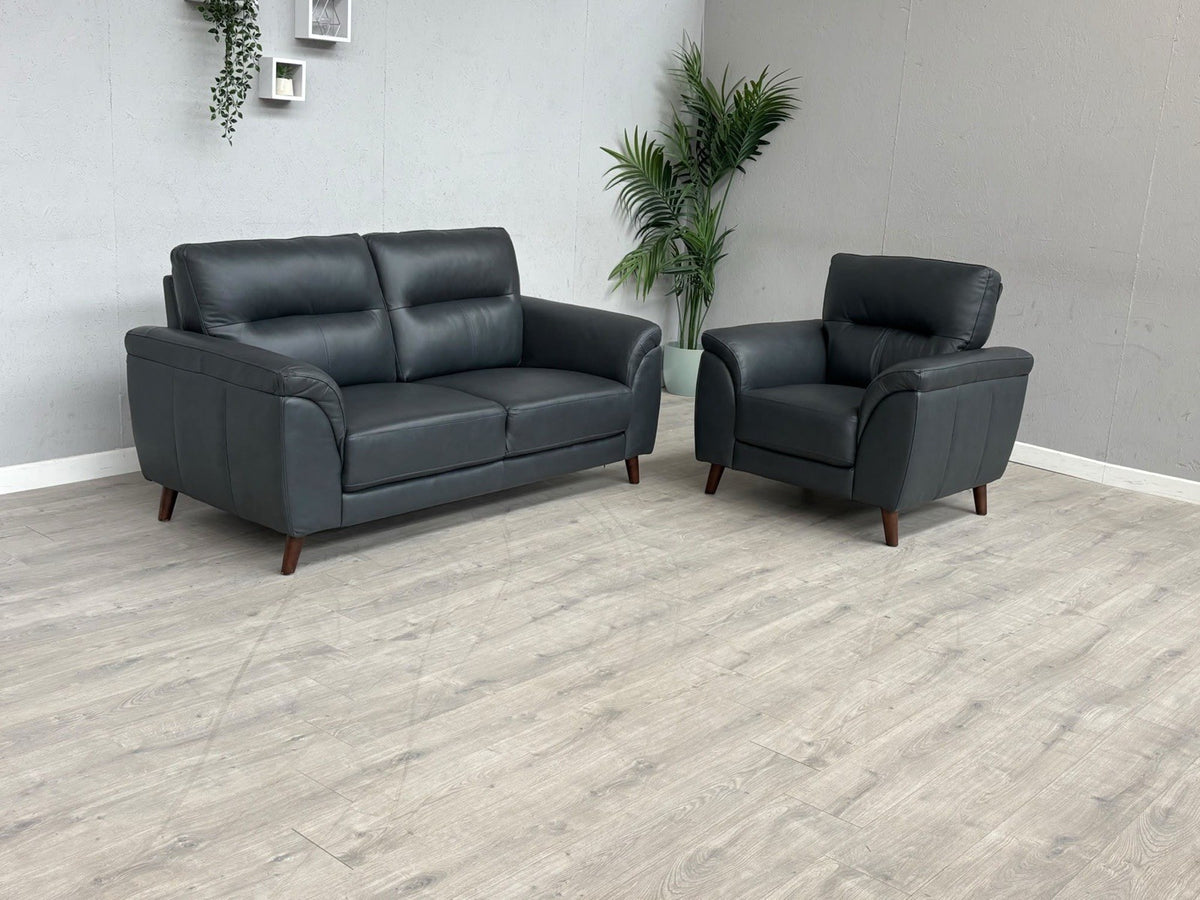 DFS Coben Leather 2 Seater Sofa + Armchair Set - RRP £1428 (Read Description)