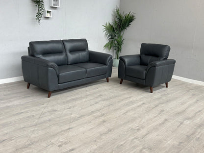 DFS Coben Leather 2 Seater Sofa + Armchair Set - RRP £1428 (Read Description)