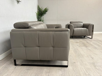 Furniture Village GISELLA Leather 3 Seater Sofa + Armchair Power Set - RRP £4390