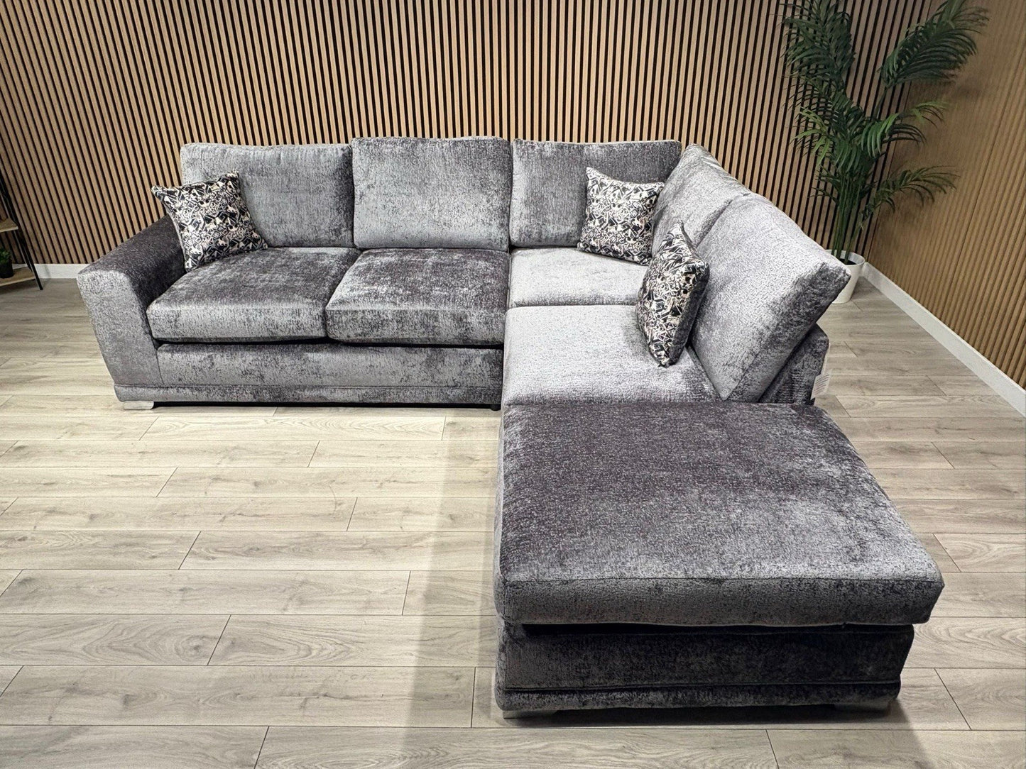 Deluxe Fabric Open End Chaise Corner Sofa + Footstool - RRP £2799