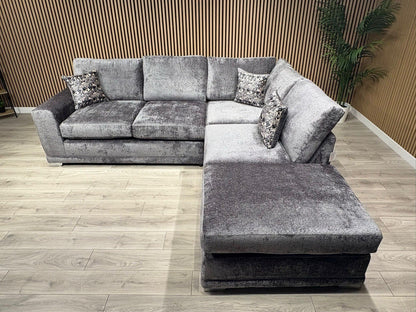 Deluxe Fabric Open End Chaise Corner Sofa + Footstool - RRP £2799